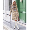Zeagoo Fall Dresses for Women Long Sleeve Casual Pleated V Neck Dress 2026 A Line Tunic Dress(Light Khaki Floral)