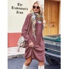 Zeagoo Fall Dresses for Women Long Sleeve Casual Pleated V Neck Dress 2026 A Line Tunic Dress(Mauve)