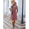 Zeagoo Fall Dresses for Women Long Sleeve Casual Pleated V Neck Dress 2026 A Line Tunic Dress(Mauve)