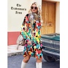 Zeagoo Fall Dresses for Women Long Sleeve Casual Pleated V Neck Dress 2026 A Line Tunic Dress(Mixed Printed)