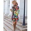 Zeagoo Fall Dresses for Women Long Sleeve Casual Pleated V Neck Dress 2026 A Line Tunic Dress(Mixed Printed)