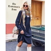 Zeagoo Fall Dresses for Women Long Sleeve Casual Pleated V Neck Dress 2026 A Line Tunic Dress(Navy)