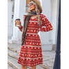 Zeagoo Fall Dresses for Women Long Sleeve Casual Pleated V Neck Dress 2026 A Line Tunic Dress(Xmas Reindeer)