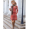 Zeagoo Fall Dresses for Women Long Sleeve Casual Pleated V Neck Dress 2026 A Line Tunic Dress(Xmas Reindeer)