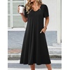 Zeagoo Summer Casual Dress for Womens Floral Midi Sundress with Pockets(Black)