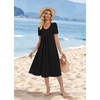 Zeagoo Summer Casual Dress for Womens Floral Midi Sundress with Pockets(Black)