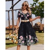 Zeagoo Summer Casual Dress for Womens Floral Midi Sundress with Pockets(Black Floral-1)