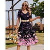 Zeagoo Summer Casual Dress for Womens Floral Midi Sundress with Pockets(Black Pink Floral)