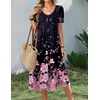 Zeagoo Summer Casual Dress for Womens Floral Midi Sundress with Pockets(Black Pink Floral)