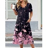 Zeagoo Summer Casual Dress for Womens Floral Midi Sundress with Pockets(Black Pink Floral)