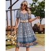 Zeagoo Summer Casual Dress for Womens Floral Midi Sundress with Pockets(Blue Floral-printed)