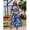 Zeagoo Summer Casual Dress for Womens Floral Midi Sundress with Pockets(Blue White Floral)