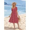 Zeagoo Summer Casual Dress for Womens Floral Midi Sundress with Pockets(Red Floral)