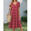 Zeagoo Summer Casual Dress for Womens Floral Midi Sundress with Pockets(Red Floral)