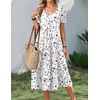 Zeagoo Summer Casual Dress for Womens Floral Midi Sundress with Pockets(White Floral-1)