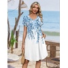 Zeagoo Summer Dresses for Women Casual A Line Dress 2026 V Neck Short Dresses Floral Sundress Pleated Boho Dress(Blue Printed)