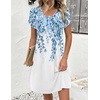 Zeagoo Summer Dresses for Women Casual A Line Dress 2026 V Neck Short Dresses Floral Sundress Pleated Boho Dress(Blue Printed)