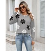 Zeagoo Sweaters for Women 2026 Fall Outfits Long Sleeve Winter Clothes(Flower Gray)