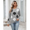 Zeagoo Sweaters for Women 2026 Fall Outfits Long Sleeve Winter Clothes(Flower Gray)