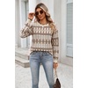 Zeagoo Sweaters for Women 2026 Fall Outfits Long Sleeve Winter Clothes(Khaki Diamond Stripes)