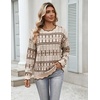 Zeagoo Sweaters for Women 2026 Fall Outfits Long Sleeve Winter Clothes(Khaki Diamond Stripes)