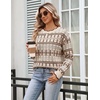 Zeagoo Sweaters for Women 2026 Fall Outfits Long Sleeve Winter Clothes(Khaki Diamond Stripes)