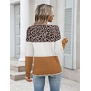 Zeagoo Sweaters for Women 2026 Fall Outfits Long Sleeve Winter Clothes(Leopard Print & White & Reddish Brown)