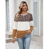 Zeagoo Sweaters for Women 2026 Fall Outfits Long Sleeve Winter Clothes(Leopard Print & White & Reddish Brown)