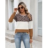 Zeagoo Sweaters for Women 2026 Fall Outfits Long Sleeve Winter Clothes(Leopard Print & White & Reddish Brown)