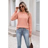Zeagoo Sweaters for Women 2026 Fall Outfits Long Sleeve Winter Clothes(Orange & White)