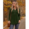 Zeagoo Women Blouses Long Sleeve Top Boho Henley Vneck Pleated Fall Tunic(Army Green)