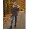 Zeagoo Women Blouses Long Sleeve Top Boho Henley Vneck Pleated Fall Tunic(Brown)