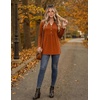 Zeagoo Women Blouses Long Sleeve Top Boho Henley Vneck Pleated Fall Tunic(Caramel)