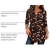 Zeagoo Women Blouses Long Sleeve Top Boho Henley Vneck Pleated Fall Tunic(Flower Black)