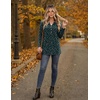 Zeagoo Women Blouses Long Sleeve Top Boho Henley Vneck Pleated Fall Tunic(Flower Green)