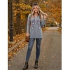 Zeagoo Women Blouses Long Sleeve Top Boho Henley Vneck Pleated Fall Tunic(Flower Grey)