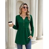 Zeagoo Women Blouses Long Sleeve Top Boho Henley Vneck Pleated Fall Tunic(Green)