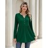 Zeagoo Women Blouses Long Sleeve Top Boho Henley Vneck Pleated Fall Tunic(Green)