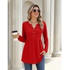 Zeagoo Women Blouses Long Sleeve Top Boho Henley Vneck Pleated Fall Tunic(Red)