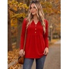 Zeagoo Women Blouses Long Sleeve Top Boho Henley Vneck Pleated Fall Tunic(Red)