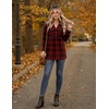 Zeagoo Women Blouses Long Sleeve Top Boho Henley Vneck Pleated Fall Tunic(Red Plaid)