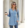 Zeagoo Women Blouses Long Sleeve Top Boho Henley Vneck Pleated Fall Tunic(Striped Blue)