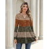 Zeagoo Women Blouses Long Sleeve Top Boho Henley Vneck Pleated Fall Tunic(Stripes 1)