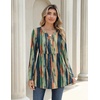 Zeagoo Women Blouses Long Sleeve Top Boho Henley Vneck Pleated Fall Tunic(Stripes 2)