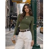 Zeagoo Women Long Sleeve Shirts Slim Fit Going Out Tops Crewneck Basic Tee(Army Green)