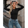 Zeagoo Women Long Sleeve Shirts Slim Fit Going Out Tops Crewneck Basic Tee(Black)