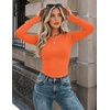 Zeagoo Women Long Sleeve Shirts Slim Fit Going Out Tops Crewneck Basic Tee(Orange)
