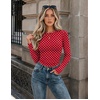 Zeagoo Women Long Sleeve Shirts Slim Fit Going Out Tops Crewneck Basic Tee(Polka Dot Jh791)