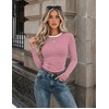 Zeagoo Women Long Sleeve Shirts Slim Fit Going Out Tops Crewneck Basic Tee(Red Stripes Tw562)