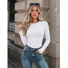 Zeagoo Women Long Sleeve Shirts Slim Fit Going Out Tops Crewneck Basic Tee(White)
